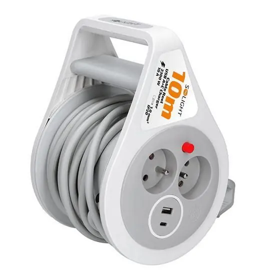 buben prodluz.2Z 10m + USB A+C CYSY3x1,0 IP20 šedý Mini SOLIGHT bez podstavce Oblíbený