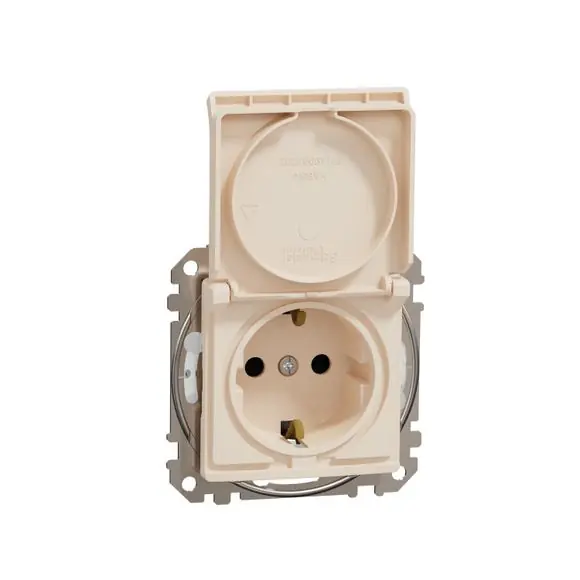 Sedna D/E - Zásuvka 230V 16A Schuko IP44, Béžová Sleva
