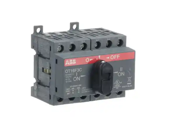 Hit Sezóny OT16F3C přepínač sítí 16A/3P modulární I-0-II otočný pro prodl.ovl.ABB * 4MOD