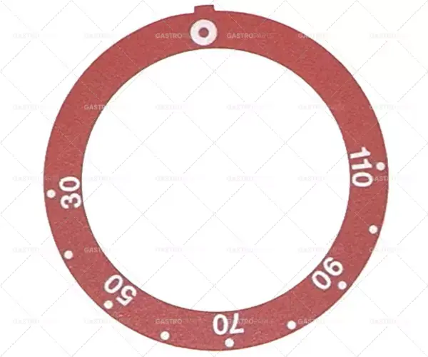 Originální knoflík se stupnicí termostatu max. 110 °C 30-110 °C vnější průměr 59 mm vnitřní průměr 45,5 mm červený