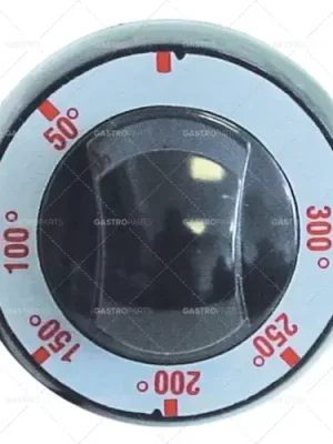 Oblíbený knoflíkový termostat t.max. 300°C 50-300°C ø 72mm hřídel ø 6x4,6mm hřídel plochá levá černá