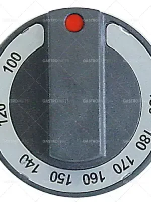 Sleva knoflík termostatu t.max. 190°C ø 65mm hřídel ø 6x4,6mm hřídel plochá horní černá