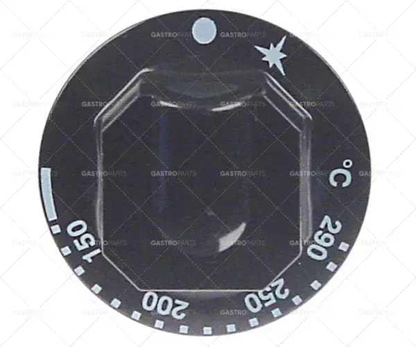 Nejprodávanější knoflík plynového termostatu t.max. 290°C ø 70mm hřídel ø 8x6,5mm hřídel plochá horní černá
