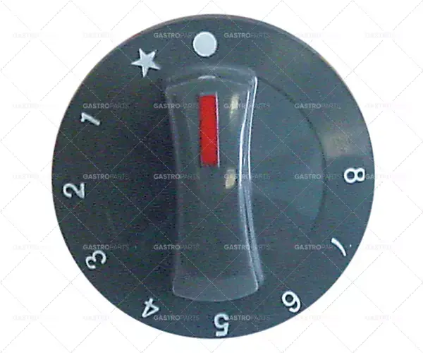 knoflík plynového termostatu 1-8 ø 71mm hřídel ø 6x4,6mm černý Novinka