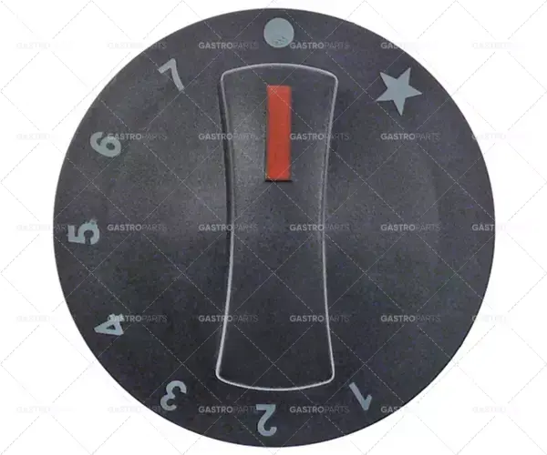 Originální Knebel plyn termostat 1-7 o 71 mm nápravy o 8x6,5mm zploštění vpravo šedá