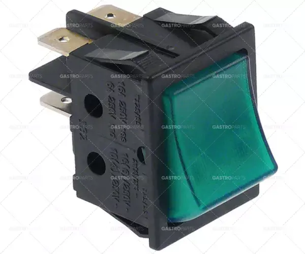 Akční Cena Kolébkový rozměr 30x22mm zelený 2NO 24V 16A osvětlené spojovací plochý konektor 6,3 mm