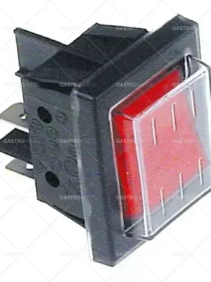 Nakupujte Hned kolébkový spínač montážní rozměry 30x22mm červený2no 250V 16A osvětlený