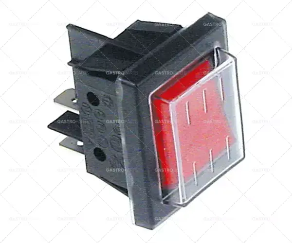 Nakupujte Hned kolébkový spínač montážní rozměry 30x22mm červený2no 250V 16A osvětlený