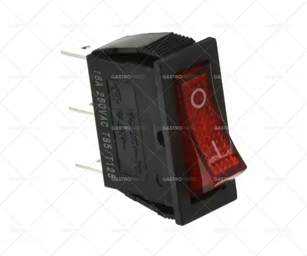 kolébkový spínač rozměr 30x11mm červená 1Z / lampa 250V 16A 0-I konektor 6,3mm Objednat Nyní