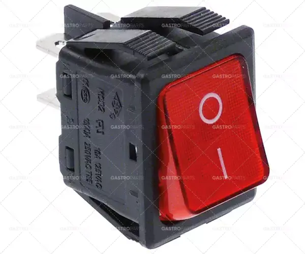 momentový spínač montážní rozměry 30x22mm červený 2NO 250V 16A osvětlený Sezónní Sleva