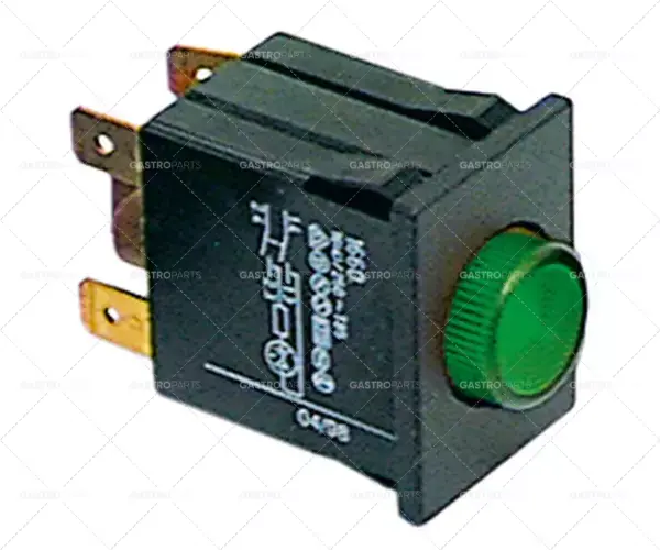 Ověřený momentový spínač montážní rozměry 30x22mm zelená 2NO 250V 16A