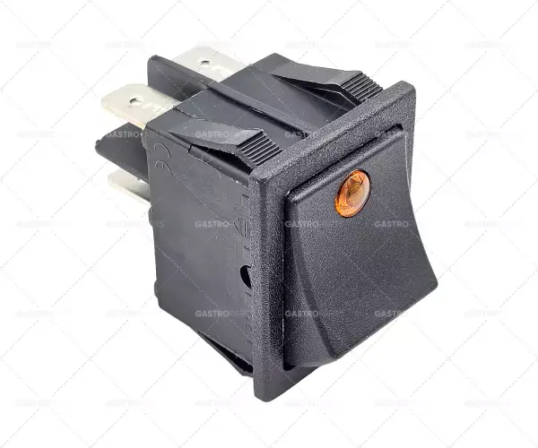 Nejprodávanější Kolébkový přepínač rozměr 30x22mm červené 2NO 250V 16A osvětlené 6.3mm západky konektoru