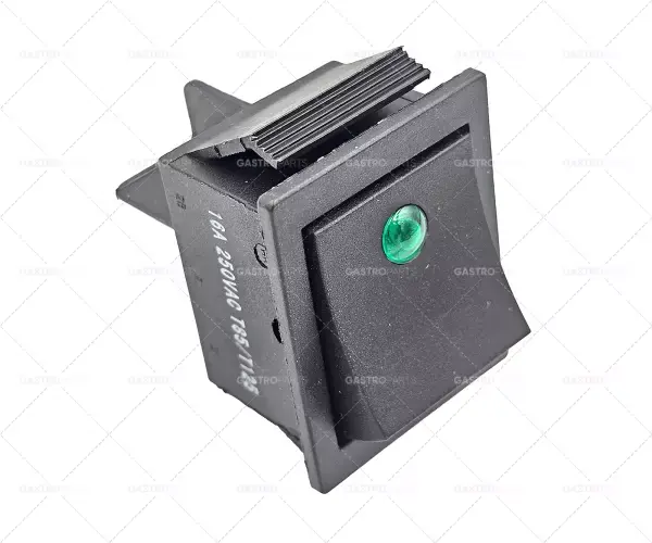 kolébkový vypínač montážní rozměr 30x22mm 250V 16A 2no samec 6,3mm obdélníková zelená Poslední Šance