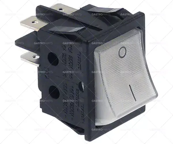 Novinka Kolébkový rozměr 30x22mm bílá 2NO 250V 16A osvětlené 0-I konektor 6,3mm jazýčky