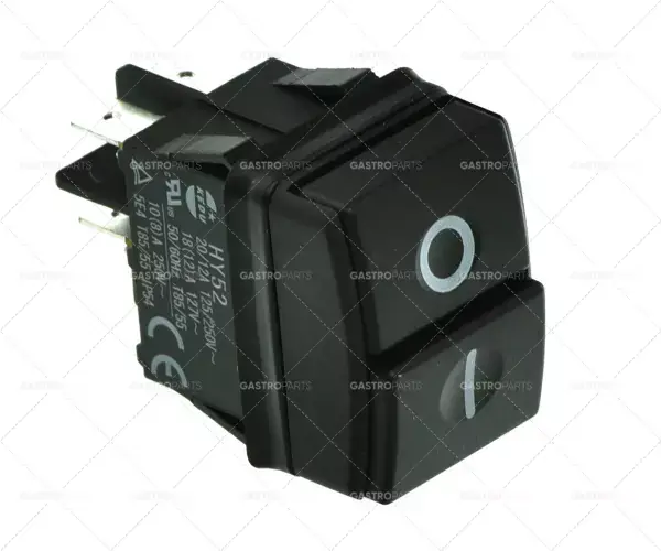 Zlevněný Tlačítkový spínač rozměr 30x22mm černá 2NO 250V 12A 0-1 Spojení plochý konektor 6,3 mm