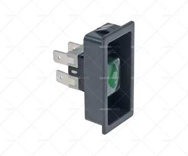 Kolébkový spínač rozměru 45x22mm / 51x25 mm zelená 2CO 250V 16A osvětlené spojovací plochý konektor 6,3 mm Originální