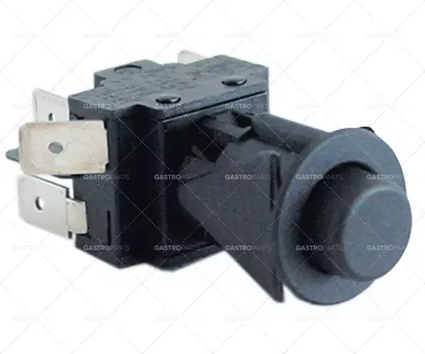 tlačítkový spínač, montážní ø 16mm černá 2CO 250V 16A připojení vnější faston 6,3mm krytí IP40 Cenová Bomba