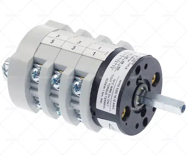 Otočný přepínač polohách 3 0-1-2 Kontaktní věty 6 Type CS0168378 600V 16A osy o 5x5mm Zlevněný