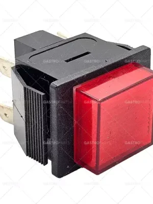 Tlačítkový Dimension 27,2x22,2mm červená 2NO 250V 16A osvětlené 6.3mm západky konektoru Časově Omezené