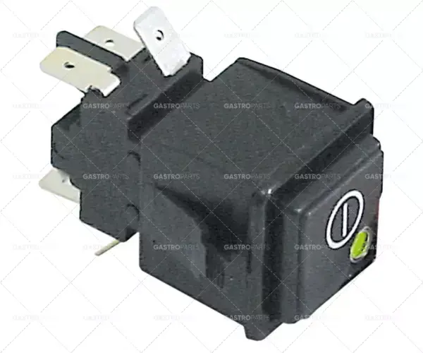 Nízká Cena tlačítkový spínač, montážní rozměry 28,5x28,5mm zelená/červená 2CO 250V 16A hlavní vypínač