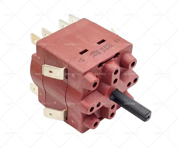 Otočný spínač 8-pólový 0-1-2 Kontakt věty 6 Typ 4RH 400V 10A osy o 4,8x6mm hřídel délka 21mm Speciální Cena