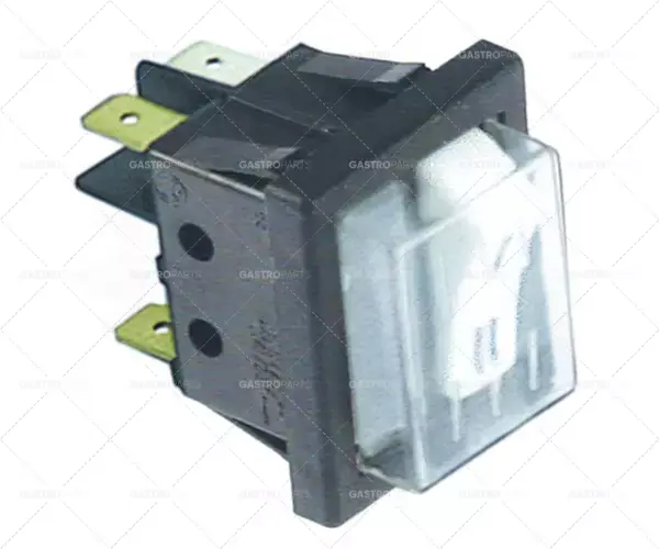 Oblíbený kolébkový spínač montážní rozměry 30x22mm bílý 1CO/indikátor světla 230V 16A 1-2