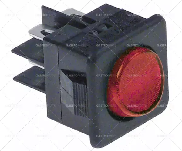kolébkový spínač montážní rozměry 27,8x25mm červený 2CO 250V 16A osvětlený Kup Teď