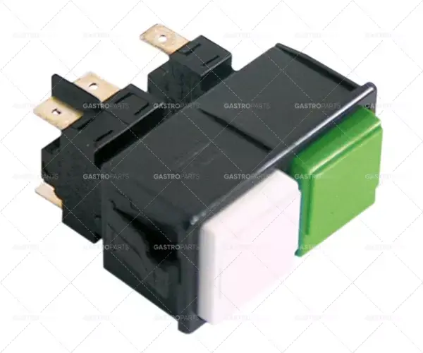 Tlačítko kombinace rozměru 28,5x52,6mm zelená / bílá 2NO / 1CO 250V 16A Připojení plochá zástrčka 6,3 mm Cenově Výhodný