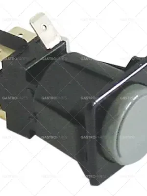 Akce tlačítkový spínač, montážní rozměry 28,5x28,5mm šedý 1CO/1NO 250V 16A připojení vnější faston 6,3mm