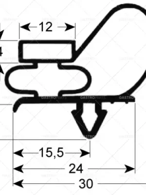 Nová Kolekce profil těsnění pro chladicí zařízení 9743 délka 720 mm šířka 450 mm rozměr klínem