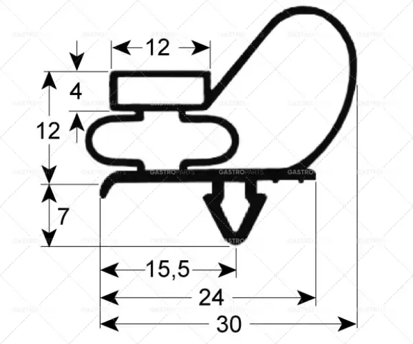 Nová Kolekce profil těsnění pro chladicí zařízení 9743 délka 720 mm šířka 450 mm rozměr klínem