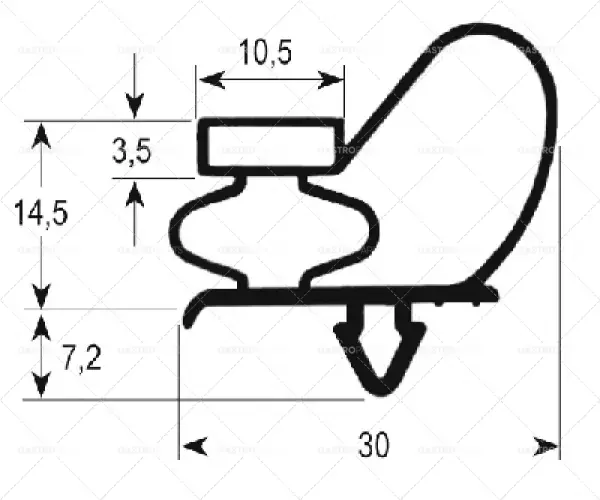 profil těsnění chladicího prostoru 9743 š 580mm d 730mm velikost zástrčky dveře 650L velikost chladicího prostoru 1/2 Časově Omezené