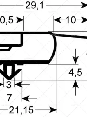 Profil studený spoj 9773 B 690 mm L 1550 mm Rozměr B1 L1 677 mm 1537 mm Steckmaß Ověřený
