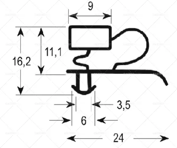 Těsnění pro chladicí zařízení profil 9333 velikost zátky š 520 mm d 1515 mm skleněné dveře chladicího zařízení Značkový