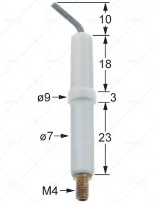 Novinka Zapalovací elektroda D1 D2 o 7 mm 9 mm o spojení M4 L1 L2 10 mm 5 mm 18 mm KL1 KL2 KL3 3mm 23mm
