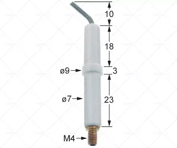 Novinka Zapalovací elektroda D1 D2 o 7 mm 9 mm o spojení M4 L1 L2 10 mm 5 mm 18 mm KL1 KL2 KL3 3mm 23mm