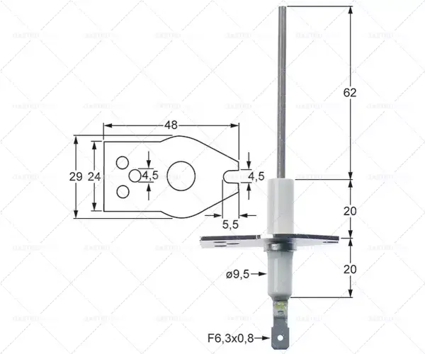 Super Cena pojistková zástrčka průměr 1 9,5 mm podlaha f6,3x0,8 mm délka1
