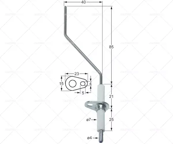 Poslední Šance zapalovací elektroda délka příruby 23 mm šířka příruby 15 mm D1 ø 7 mm L1 85 mm L2 40 mm