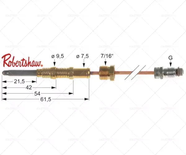 termočlánek asa 11/32 délka 1220mm připojení k hořáku 7/16" Nízká Cena