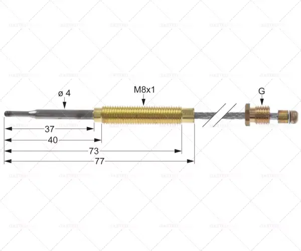 termočlánek ohebný M8x1 M8x1 L 750mm Dokud Zásoby Vydrží