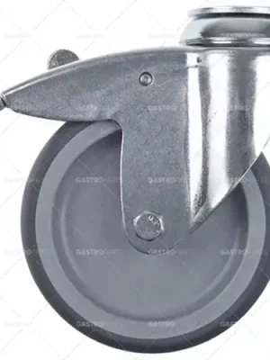 Sleva Castor chrom s brzdou o 125 mm vzadu otvor otvor o 11mm ocelové pouzdro