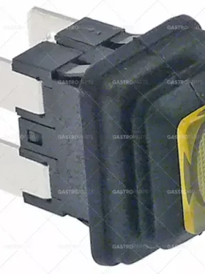 Tlačítko rozměr 19x13mm žlutý 2NO 250V 16A osvětlené spojovací plochý konektor 6,3 mm Tovární Cena