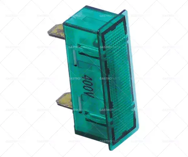 Hit Sezóny montážní rozměry kontrolky 33,1x10,3 mm 400V zelená přípojka vnější faston 6,3 mm