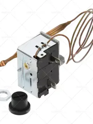 Značkový bezpečnostní termostat vypínací tep. 135°C 1pólová sonda 16A/250VA ø 6mm sonda L 80mm