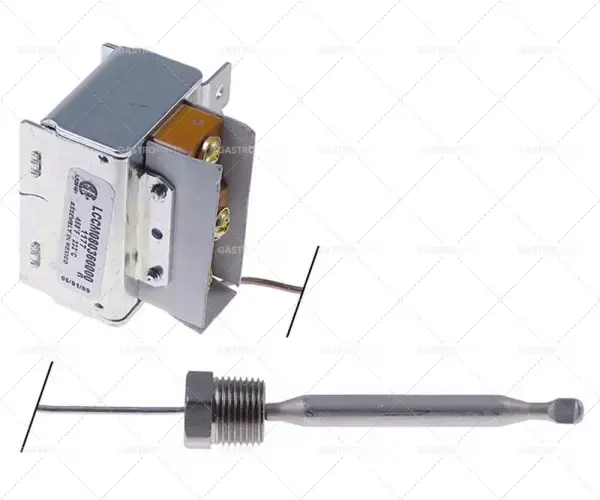 Levný bezpečnostní termostat vypínací teplota 232°C 1pólová sonda 1CO ø 7,9mm sonda L 77mm