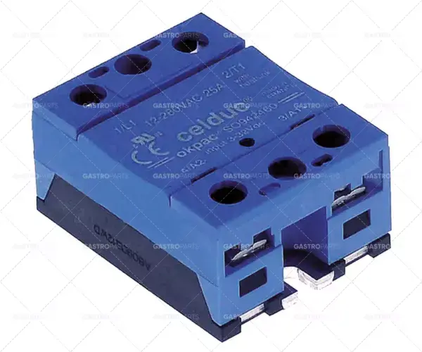 polovodičové relé CELDUC 1 fáze 25A 12-280V 3-32VDC D 59mm Š 46mm šroub typu SO942460 Víkendová Akce