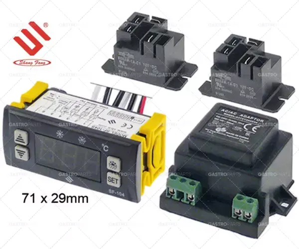 Jen Po Omezenou Doba elektronický regulátor Shangfang typ sf-104s montážní rozměry 71x29mm 230V napětí AC ntc