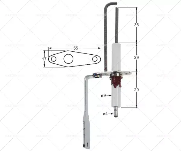Cenový Hit délka příruby zapalovací elektrody 55 mm šířka příruby 17 mm D1 ø 9 mm L1 35 mm BL1 29 mm
