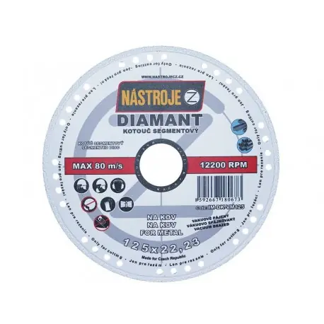 Diamantový kotouč na kov pr. 125 mm s chladícími segmenty, šíře 1,4 mm Nejlepší Volba