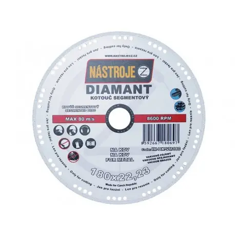 Ověřený Diamantový kotouč na kov pr. 180 mm s chladícími segmenty, šíře 2,0 mm